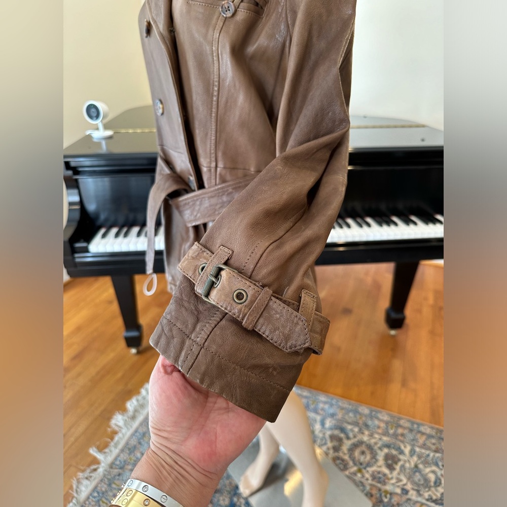 NWT Luxury Minimalist Premium Banana Republic Leather Double Breasted Jacket - Picture 14 of 17